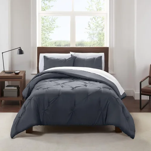 Miniatura 11 de SERTA Simply Clean - Juego de edredón hipoalergénico de 3 piezas, suave, ligero, plisado, tamaño matrimonial/queen, gris