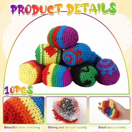 Miniatura 2 de Libima 10 unidades 10 30 Paquete de 60 bolas de patada tejidas multicolor surtidas de Kickball de punto de ganchillo patrón geométrico