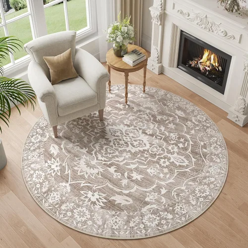 Miniatura 43 de Soalmost Alfombras de área de 5 x 7 pies para sala de estar, alfombras lavables florales beige para comedor, dormitorio, oficina en casa, alfombra
