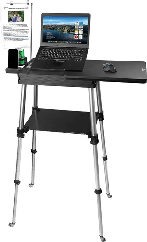 Tabletote Soporte móvil plegable portátil para computadora portátil, altura ajustable de 19 a 49 pulgadas, estación de trabajo con ruedas, diseño