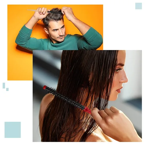 Miniatura 6 de 2 piezas de cepillo pequeño redondo para el cabello, mini cepillo redondo de madera, cepillo Quiff, peines de pelo de cerdas de nailon para vestir