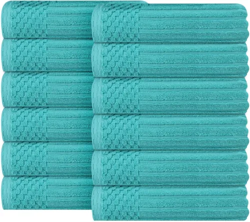 Miniatura 163 de Superior Juego de 6 toallas de algodón sólido y acanalado, toallas de cara de 13 x 13 pulgadas, toallas de mano de 16 x 28 pulgadas, toallas de baño