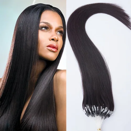 Miniatura 3 de 26" 50 g 100s Micro Anillo Bucle 100% cabello humano Extensiones Natural suave real Belleza recta pelo 100strands de regalo en uno Pack, 1