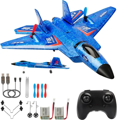 Miniatura 14 de Avión RC, avión RC F22 listo para volar, avión de control remoto de 2.4 GHz, avión de control remoto de 2 canales, juguete de aviones RC para niños