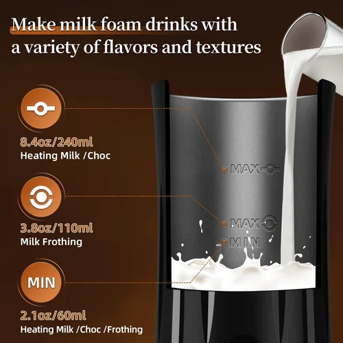 Miniatura 4 de 4-in-1 Milk Frother, Liksiy Milk Frother and Steamer, Auto Shut-Off Coffee Frother with Hot & Cold Foam, Quiet Design Frother Machine for Latte