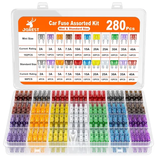 Miniatura 20 de Fusibles de automóvil 168 piezas, kit surtido de Jorest 114 fusibles de hoja mini automotriz + 54 fusibles automáticos estándar + 1 extractor