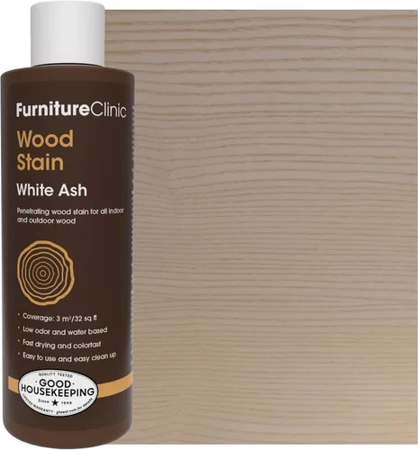 Furniture Clinic Tinte para Madera | Ceniza Blanca | A Base de Agua | Secado Rápido, Bajo Olor y No Tóxico | para Muebles de Interior y Exterior y