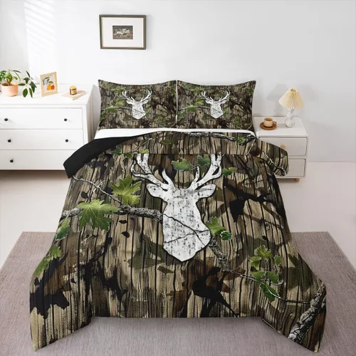 Miniatura 41 de Feelyou Juego de edredón de caza de patos para niñas y niños, edredón de patos de malardo, juego de ropa de cama de caza y pesca, juego de edredón