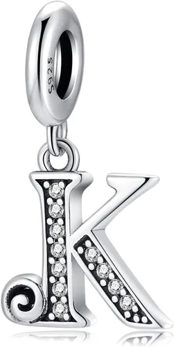 BETTY&SARAH Dijes de plata de ley 925 con letras para pulseras y collares, dije con inicial del alfabeto, regalo de joyería para mujer