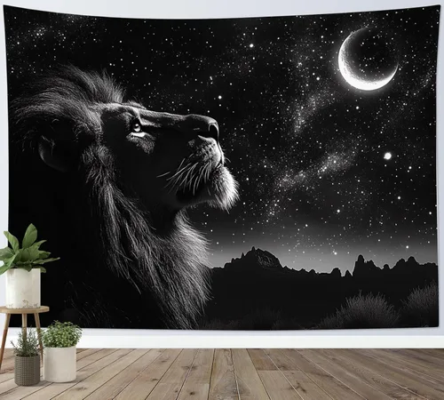 Miniatura 17 de HVEST Tapiz de pared de lobo para colgar en la pared, tapiz de animales salvajes, lobos aullidos en tapices nevados, escena de nieve de invierno