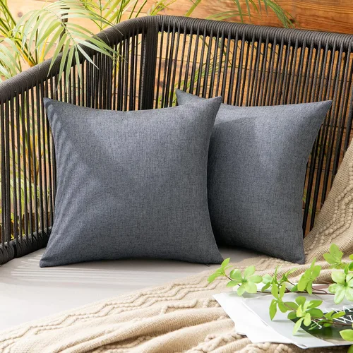 Miniatura 63 de MIULEE Paquete de 2 fundas decorativas para almohadas de exterior, sólidas, impermeables, de lino sintético, estilo granja de jardín, fundas de Óxido