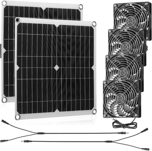 Miniatura 8 de Riakrum Kit de ventilador de escape de panel solar de 20 W y 16 V, USB, portátil, alimentado por energía solar, ventilador de verano al aire libre