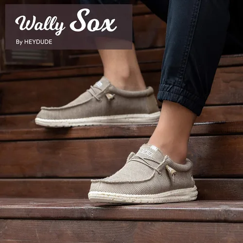 Miniatura 2 de Hey Dude Wally Sox Slate - Mocasines con cordones para hombre, cómodos y ligeros, Camello
