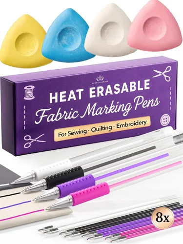 Miniatura 9 de Lange & König Bolígrafos de Marcado de Tela Borrables con Calor para Costura - 4 Bolígrafos + 8 Repuestos - Suministros de Costura Suministros