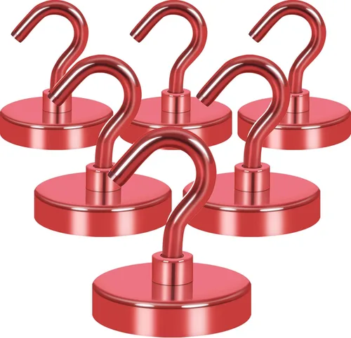 Miniatura 18 de Neosmuk Ganchos magnéticos extrafuertes con resistencia de más de 27 lbs, con imanes de tierras raras resistentes para refrigerador, crucero, Bronce