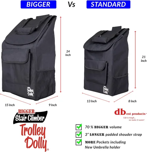 Miniatura 3 de dbest products - Carro de compras más grande para escaleras Trolley Dolly, plegable para compras de comestibles, color negro, apto