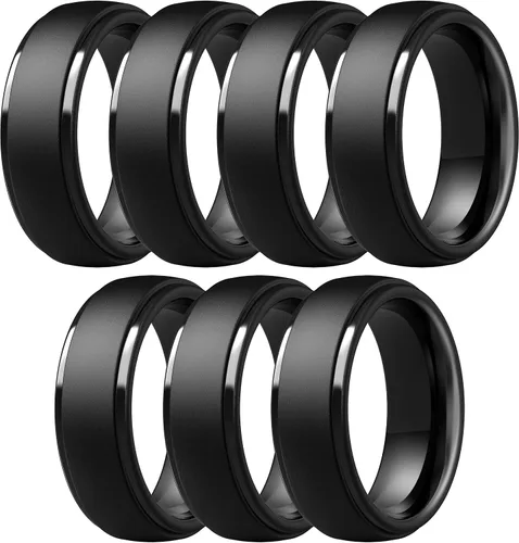Miniatura 98 de ThunderFit Anillos de boda de silicona para hombre, 0.394 in de ancho y 0.098 in de grosor, paquete múltiple de variedad 1-7