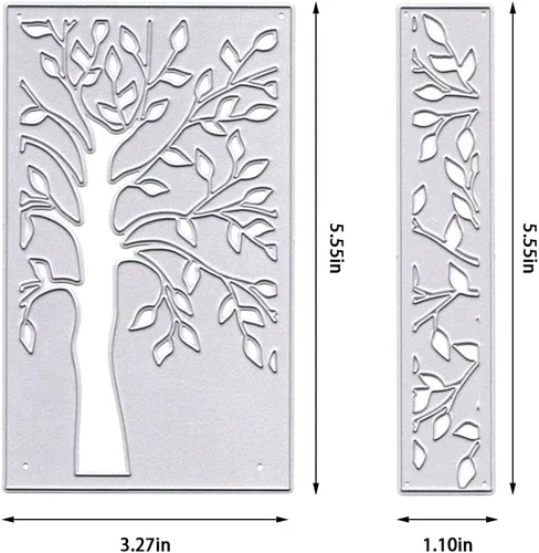 Miniatura 2 de Estivaux 2 piezas de marcos de hojas de árbol troquelados para hacer tarjetas, troqueles de corte de hojas huecas, hojas rectangulares, borde
