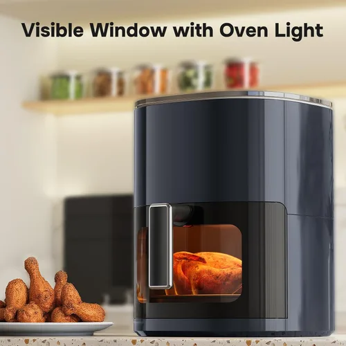 Miniatura 5 de iPower Freidora de aire digital de 6.34 cuartos de galón con 12 funciones preestablecidas y ventana visible, cesta antiadherente y apta para Gris