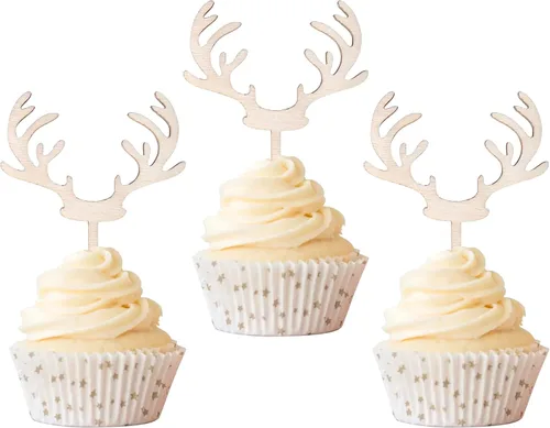 Miniatura 21 de Rsstarxi Paquete de 24 Adornos para Cupcakes Oh Baby de Navidad con Purpurina, Sombreros de Navidad, Palillos para Cupcakes de Baby Shower para Baby