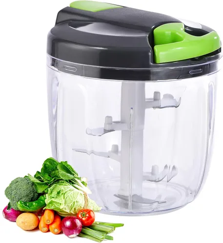 Procesador manual de alimentos, picador de verduras, picador de ajo portátil con cuerda de mano, cortador de cebolla para verduras, jengibre, GGreen