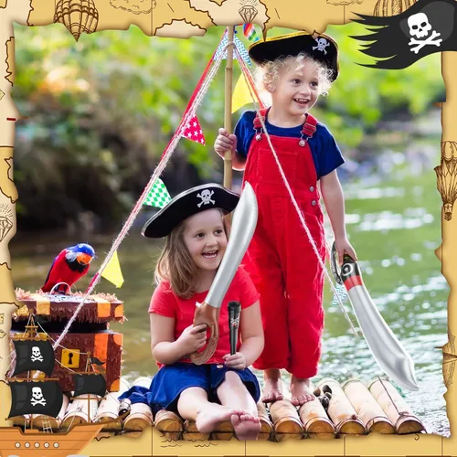 Miniatura 5 de Libima 54 piezas de espadas piratas inflables, recuerdos de fiesta pirata, incluye 36 espadas, 18 telescopios retráctiles para fiesta temática