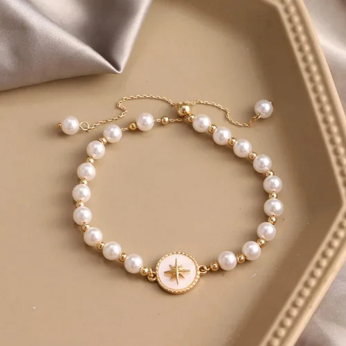 Miniatura 4 de Oyalma 44844 - Pulsera con colgante de cadena de perlas de color dorado para mujer