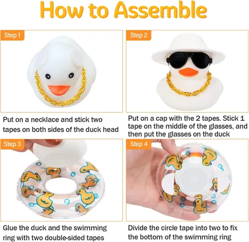 Miniatura 7 de wonuu Accesorios para automóvil, patos de goma, decoraciones de tablero de patos de goma, accesorios rosados, decoración de coche, patos