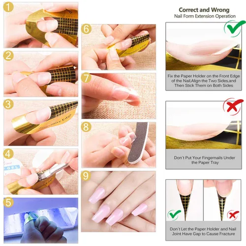 Miniatura 5 de KINGMAS 100 calcomanías de guía de formas de uñas, números marcados para uñas, calcomanías de uñas acrílicas, puntas de extensión de gel