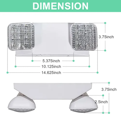Miniatura 3 de OSTEK Accesorios de iluminación LED de salida de emergencia con baterías de reserva de 90 minutos de largo, luz de emergencia LED integrada
