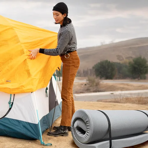 Miniatura 9 de Cubrecolchón de espuma viscoelástica de 4 pulgadas con cremallera resistente al agua, colchón enrollable para piso, colchonetas de dormir
