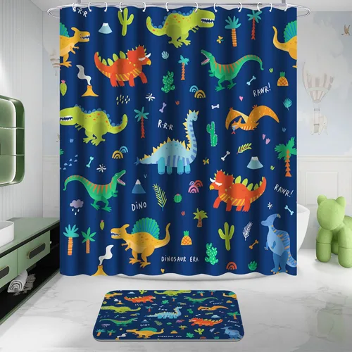 Miniatura 2 de Poedist Juego de 4 cortinas de ducha de baño, juegos de cortinas de baño para niños con alfombras