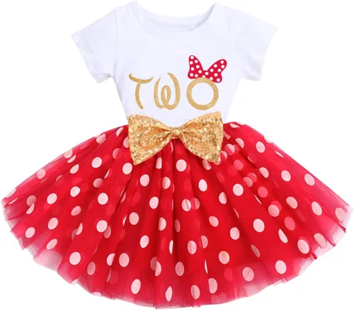 Miniatura 9 de IBTOM CASTLE - Vestido de princesa con falda tipo tutú para niñas que cumplan 1 o 2 años, incluye moñito con lentejuelas