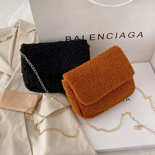 Miniatura 5 de RARITYUS Bolso de hombro con estampado de leopardo para mujer, bolso de felpa esponjosa, bolso cruzado de piel sintética con correa de cadena