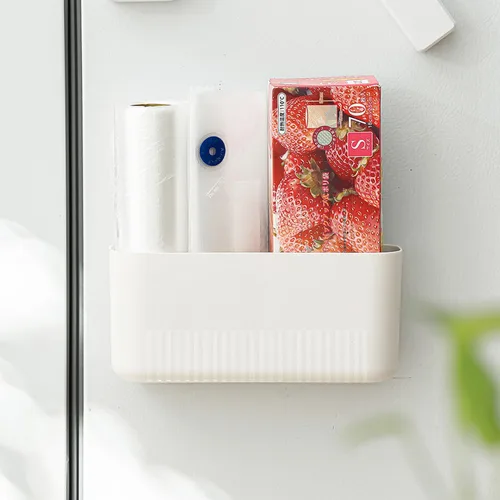 Miniatura 8 de Estante magnético para almacenamiento de vasos para refrigerador, organizador magnético para bolígrafos, soporte para lavandería, tablero, Blanco