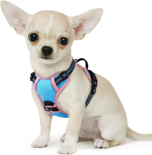 Miniatura 76 de Eagloo Arnés para perro pequeño, sin tirones, chaleco de servicio con tiras reflectantes y asa de control, ajustable y cómodo para caminar, arnés