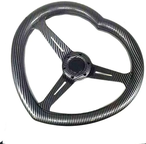 Miniatura 2 de Volante en forma de corazón negro del ABS universal del volante del estilo de la fibra de carbono