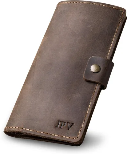 PEGAI Fundas de cuero personalizadas hechas a mano para chequera personal | Funda y cartera de cuero 100% envejecido | Funda de chequera de negocios