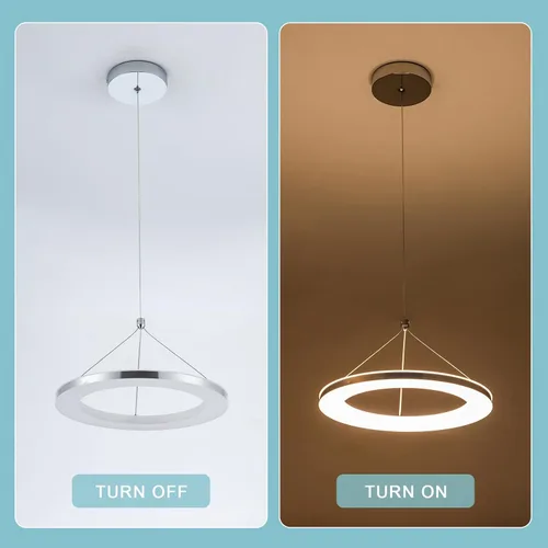 Miniatura 6 de CHYING Lámparas colgantes LED para isla de cocina, lámpara de araña de anillo moderno de 11.8" 15W, luz cálida blanca, lámpara colgante de techo