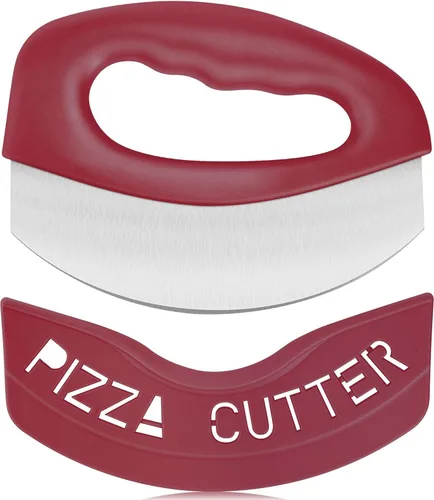 Urbanstrive Cortador de pizza de acero inoxidable resistente con tapa, cuchillo de pizza de hoja súper afilada, cortador de pizza, accesorios de Rojo