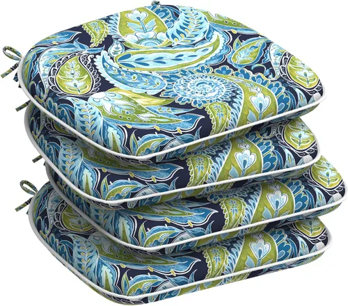 Miniatura 68 de DYTXIII Juego de 2 cojines para sillas de exterior con lazos, almohadillas repelentes al agua para sillas de patio de 17 x 16 pulgadas para muebles