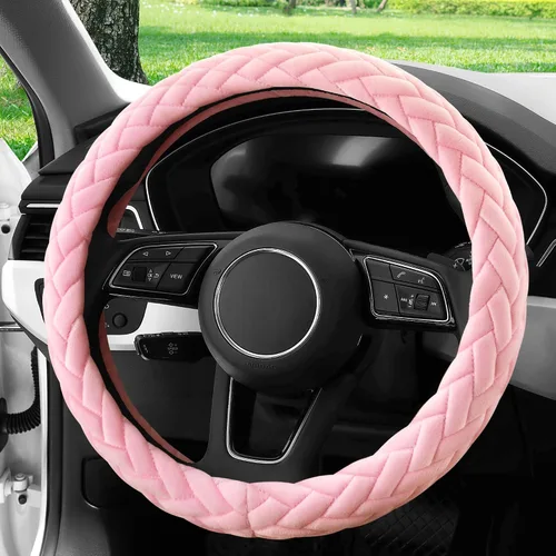 Miniatura 3 de YHONGJT - Funda para volante de terciopelo suave, manos cálidas y suaves, universal de 15 pulgadas para mujeres y niñas, apto para vehículos