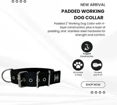 Miniatura 3 de SparkDog - Collar acolchado para perro, 2 pulgadas de ancho, nailon de 4 capas, correas para cinturón de seguridad, accesorios de acero inoxidable