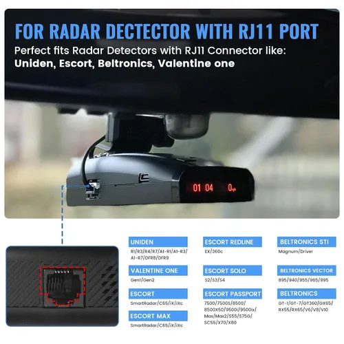 Miniatura 2 de EWAY Kit de cableado rígido para detector de radar, enchufe RJ11, kit de cableado directo de cable para detectores de radar, cable de alimentación