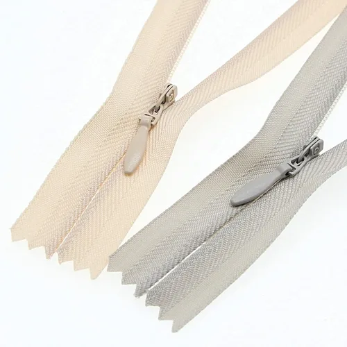 Leekayer Cremallera invisible de 14 pulgadas para costura artesanal, bolsa de vestir 3# beige gris 14.0 in, cremallera oculta de nailon para Beige y