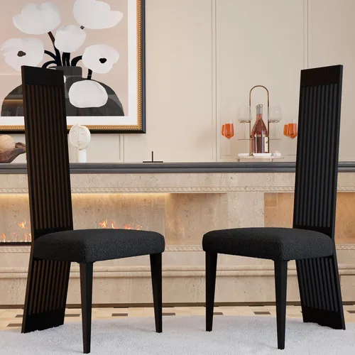 Miniatura 28 de Boucle - Juego de 8 sillas de comedor negras, modernas sillas de comedor tapizadas con respaldo alto con marco de acero inoxidable resistente