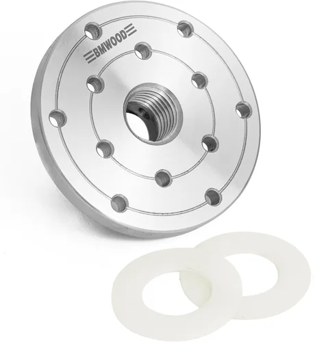 Miniatura 11 de Placa frontal de torno de madera de acero de 2 pulgadas con mandril roscado y dos arandelas de nailon, compatible con torno de carpintería
