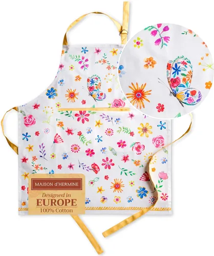 Miniatura 16 de Maison d' Hermine Delantal 100% de algodón para mujeres con bolsillo de cocina delantal de chef para hombres para cocinar primavera verano 001