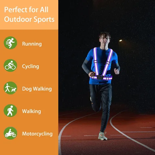 Miniatura 7 de Chaleco de seguridad reflectante, 2 piezas, chaleco de alta visibilidad, correas ajustables para correr, ciclismo, caminar, trabajadores