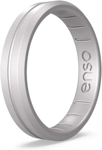 Enso Rings Anillo de silicona de contorno delgado, apilable, multicolor, unisex, banda de compromiso de boda, banda minimalista fina, 0.072 in de